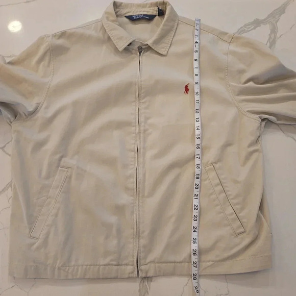 Vintage Rare Polo Ralph Lauren Full Zip Sports Bomber Jacket Cream Tan Mens XXL - Picture 13 of 14